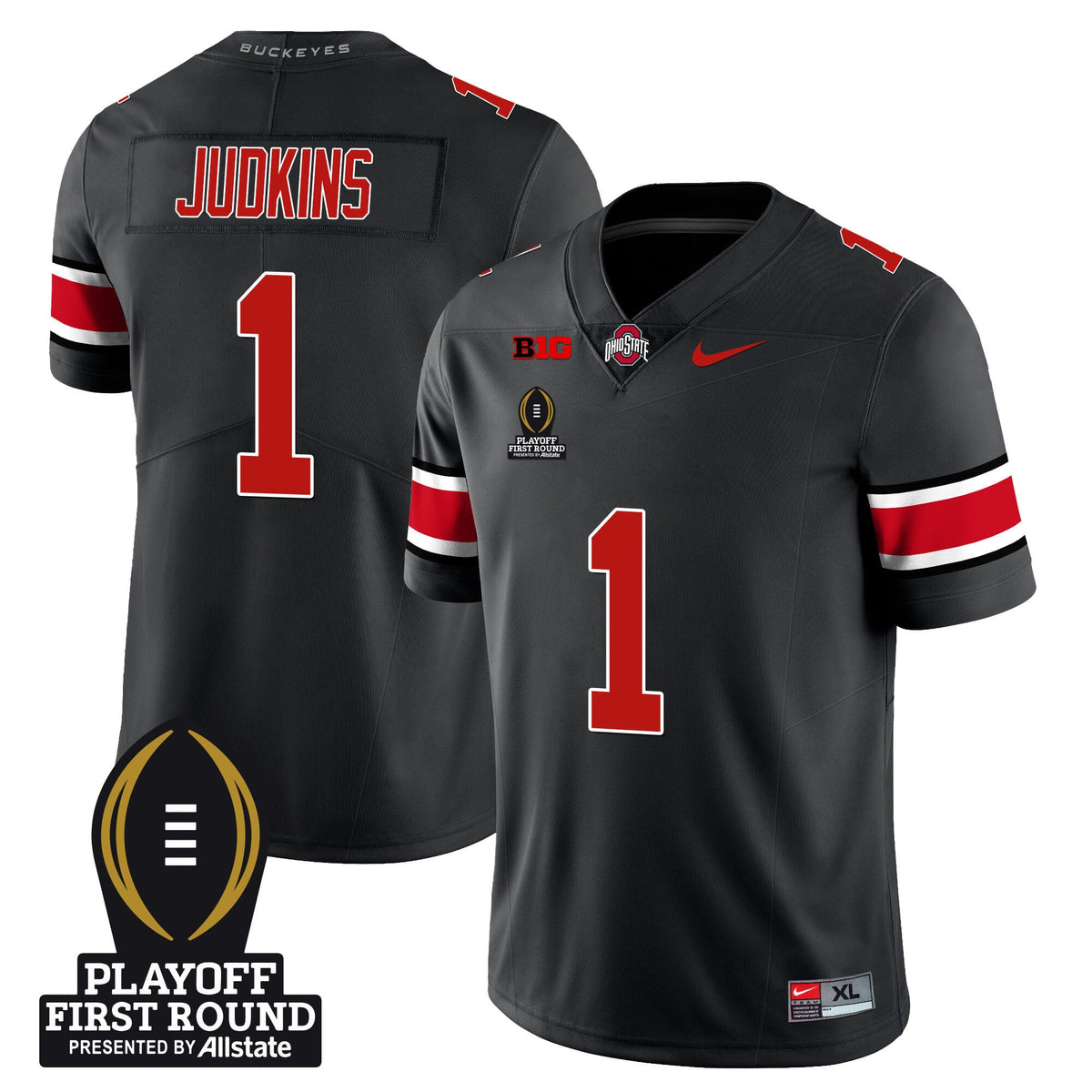 Men's Ohio State Buckeyes Football - Playoff First Round Patch - All Stitched