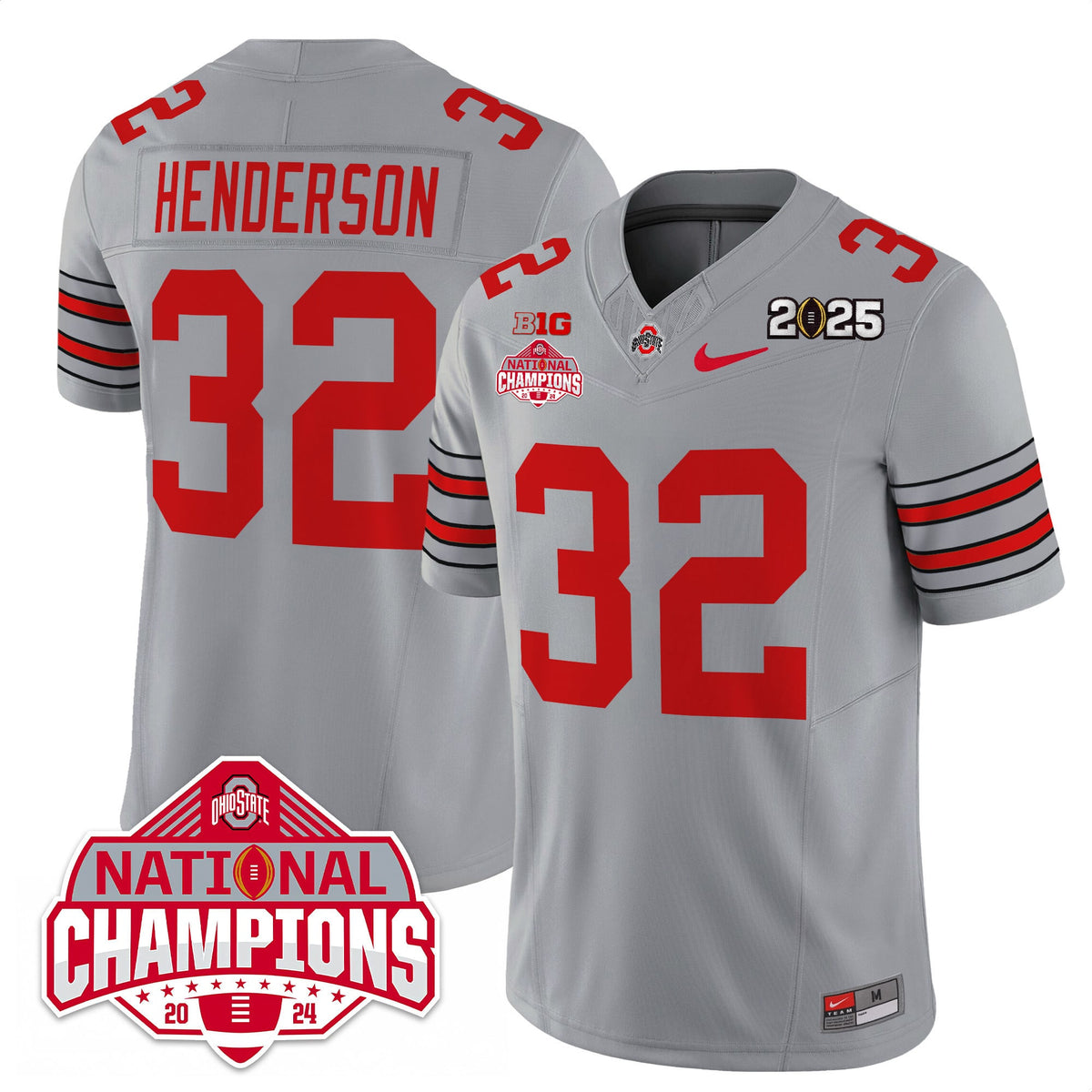 Men's Ohio State Buckeyes 'Heritage Stripe' 2025 CFP Patch - National Champions Jersey - All Stitched