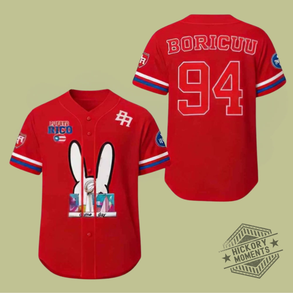 Bad Bunny Popular Latin Music Inspired Red Baseball Jersey