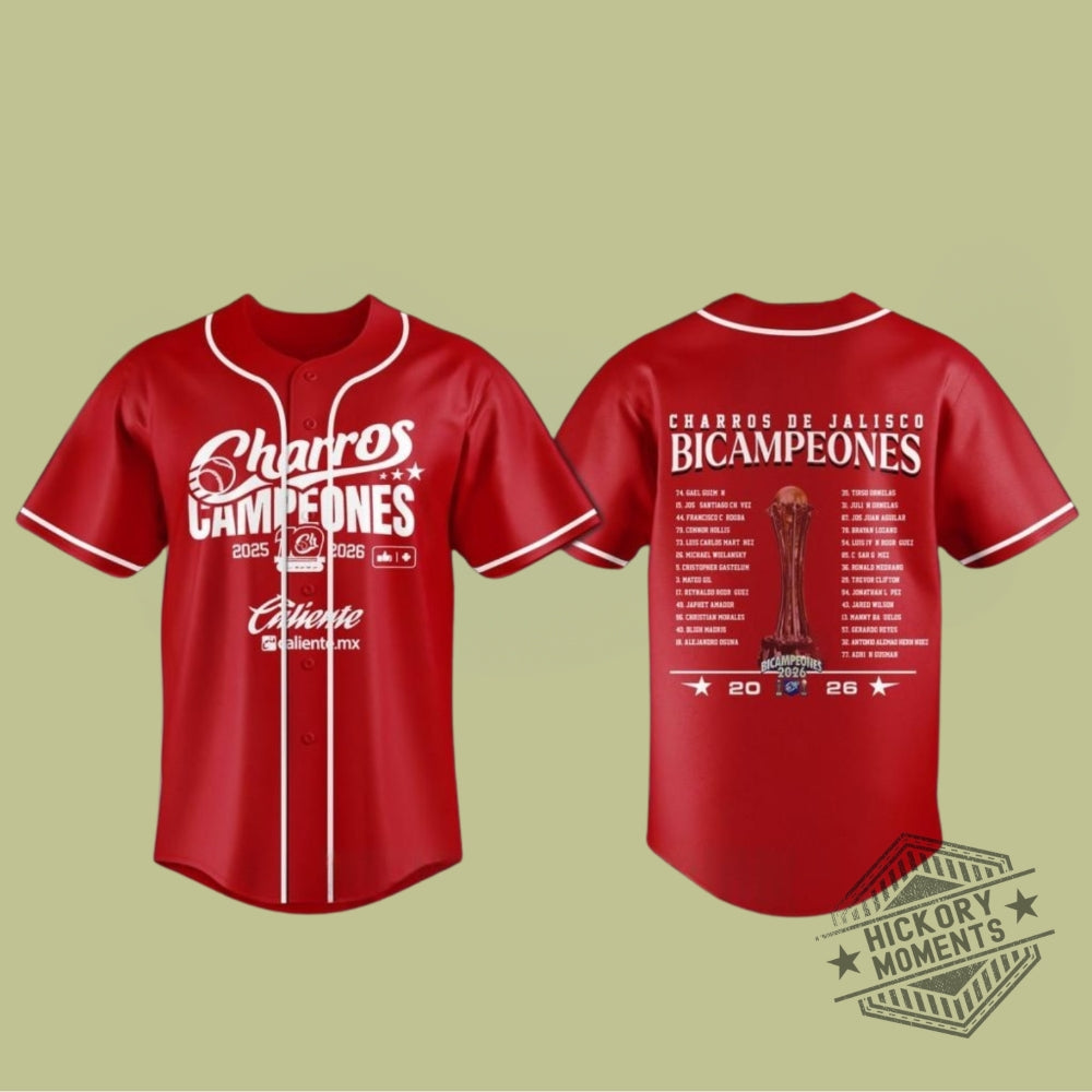 Charros De Jalisco Celebrate Glory 2026 Bicampeones Personalized Red Baseball Jersey