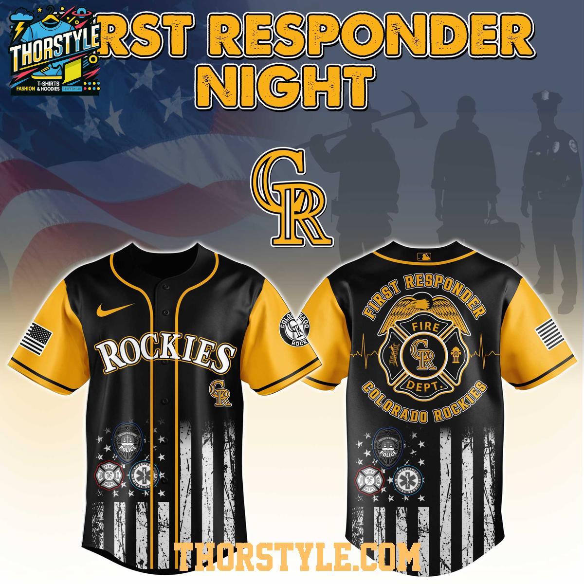 Colorado Rockies MLB Fire Dept Honor 2025 First Responders Night Baseball Jersey 