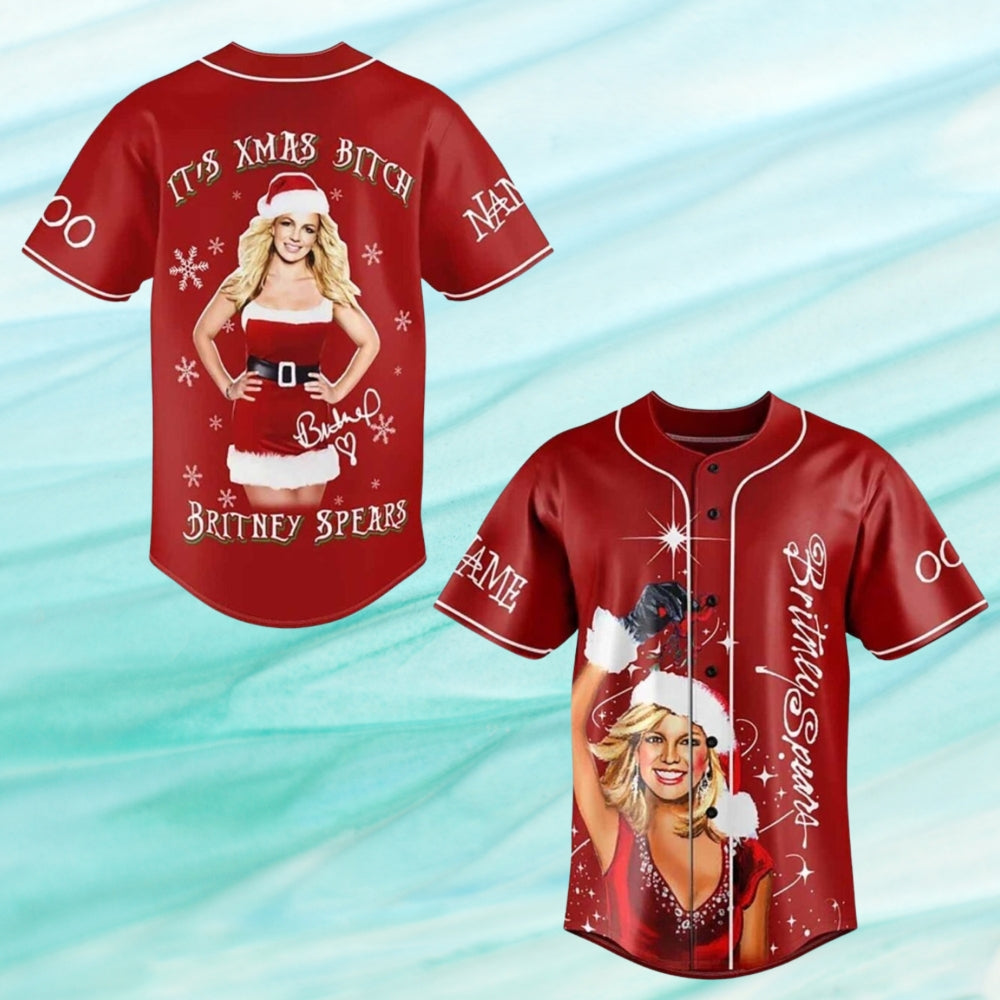 Custom Christmas Britney Spears Baseball Jersey