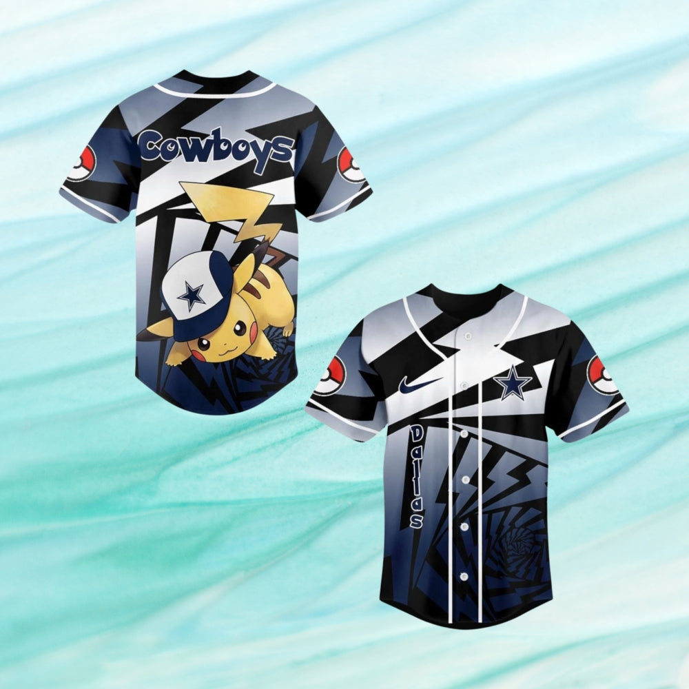 Dallas Cowboys 2025 Pokemon Trainers Pikachu Fight Baseball Jersey