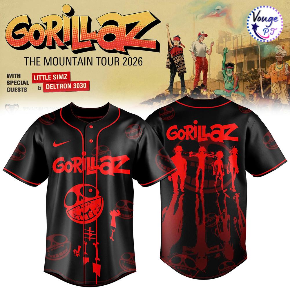 Gorillaz - The Mountain Tour 2026 North America Baseball Jersey
