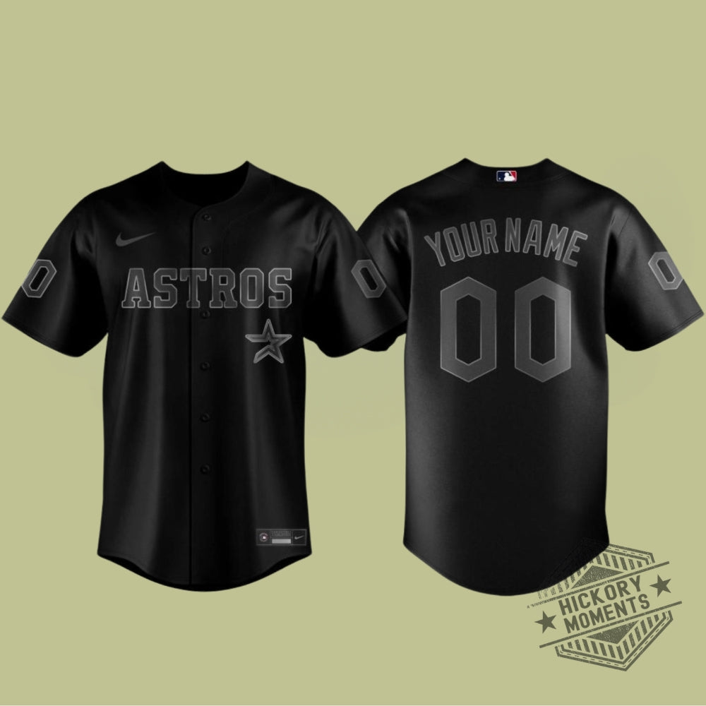 Houston Astros Blackout Night X Mlb 2026 Personalized Baseball Jersey