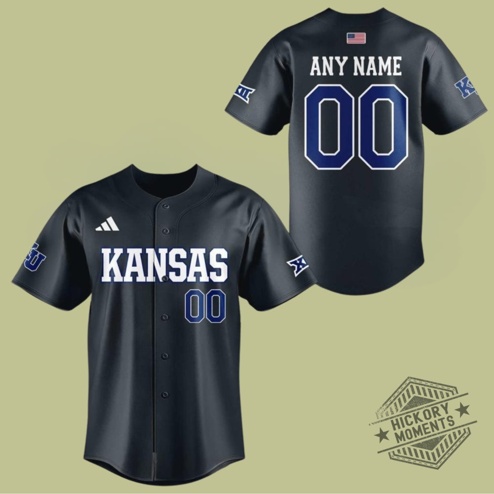 Kansas Jayhawks 2026 Baseball Throwback Game Personalized Blue Baseball Jersey
