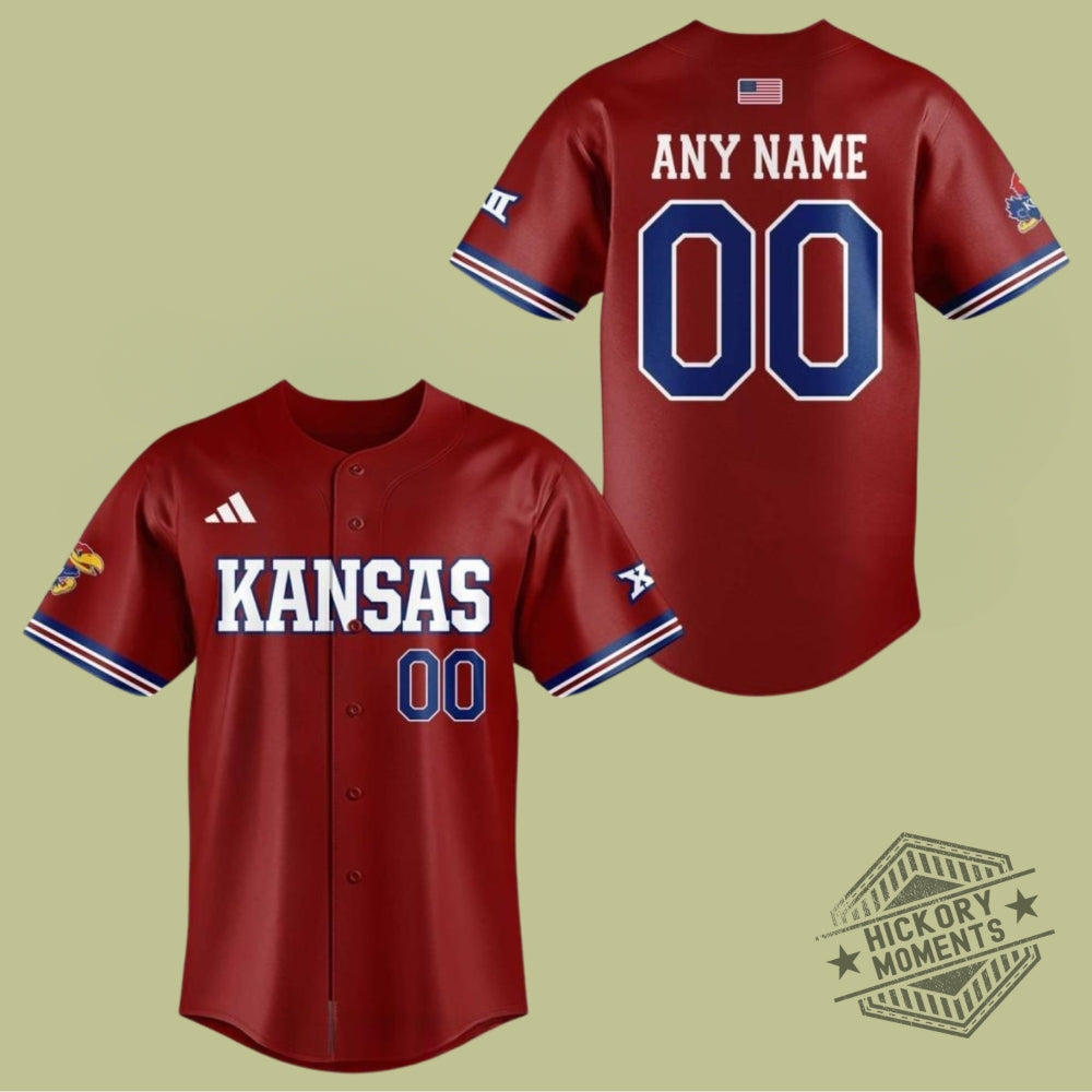 Kansas Jayhawks 2026 Baseball Throwback Game Personalized Red Baseball Jersey