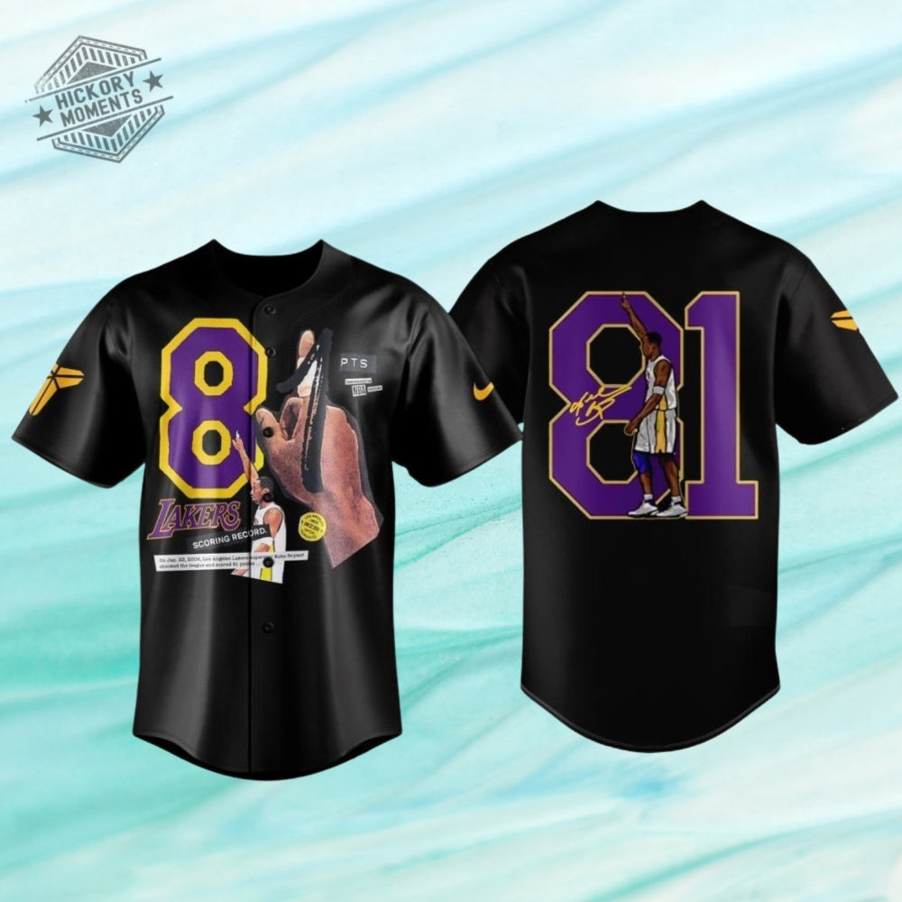 La Lakers 20Th Anniversary Of Kobe Bryant 81 Points 2026 Black Baseball Jersey