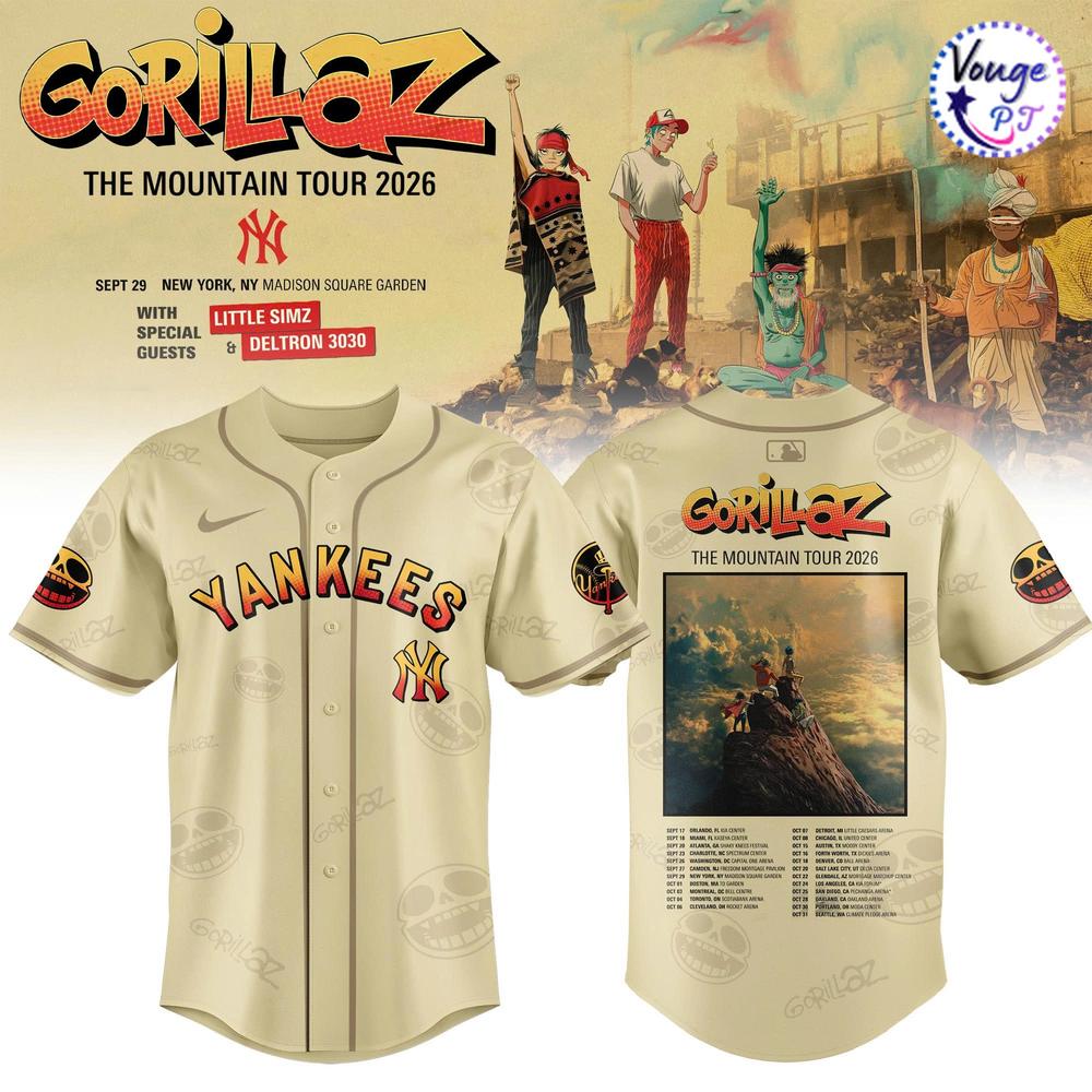 New York Yankees x Gorillaz The Mountain Tour 2026 Baseball Jersey