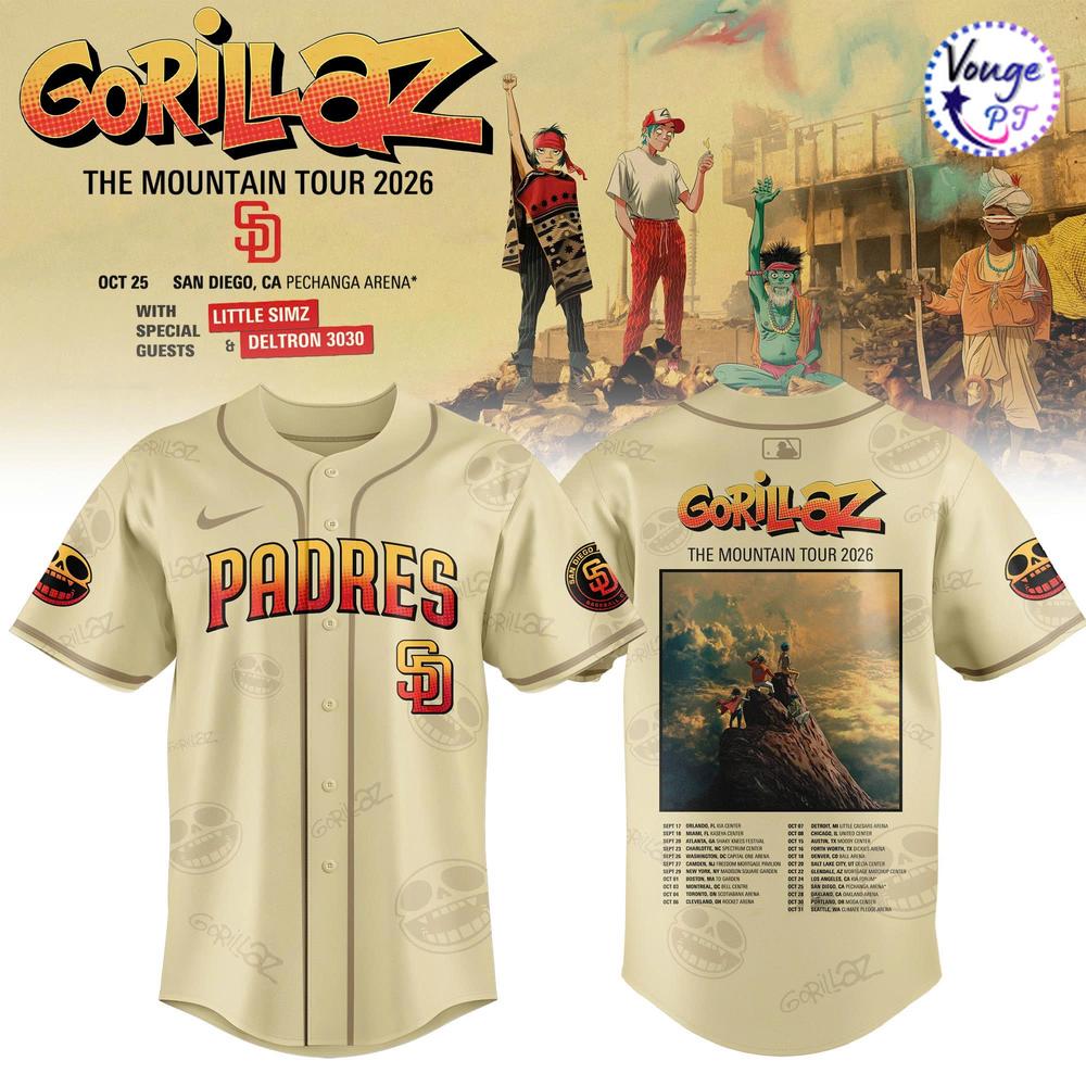 San Diego Padres x Gorillaz The Mountain Tour 2026 Baseball Jersey