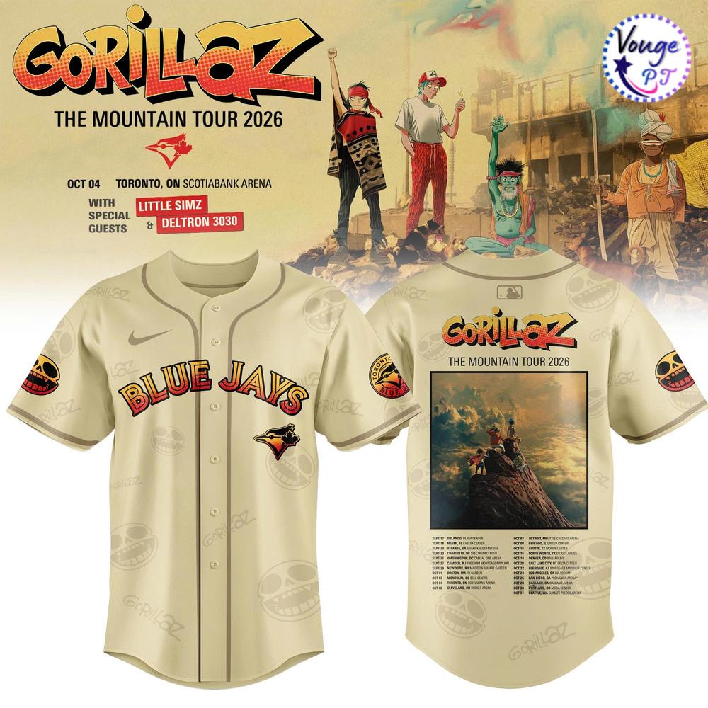 Toronto Blue Jays x Gorillaz The Mountain Tour 2026 Baseball Jersey