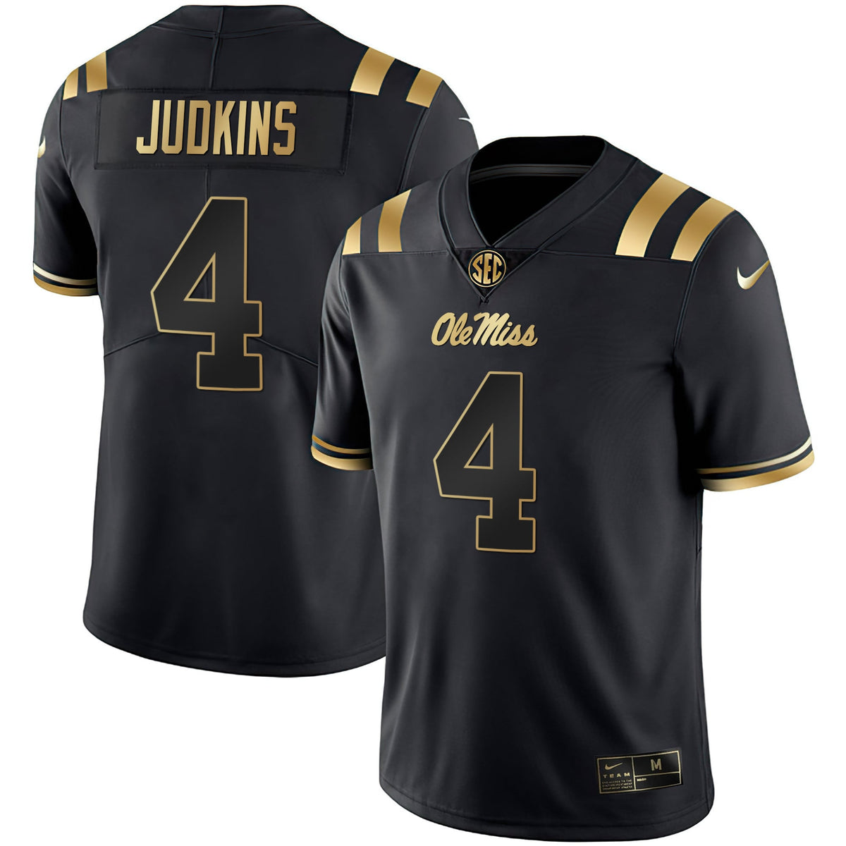 Men's Ole Miss Rebels Black Limited & Gold Vapor Jersey - All Stitched