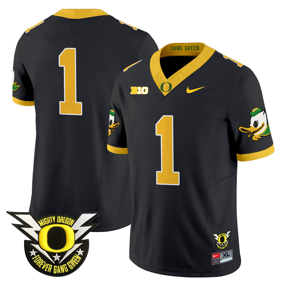 Men's Oregon Ducks 2024 Forever Gang Green & BIG Patch Vapor Limited Jersey - All Stitched