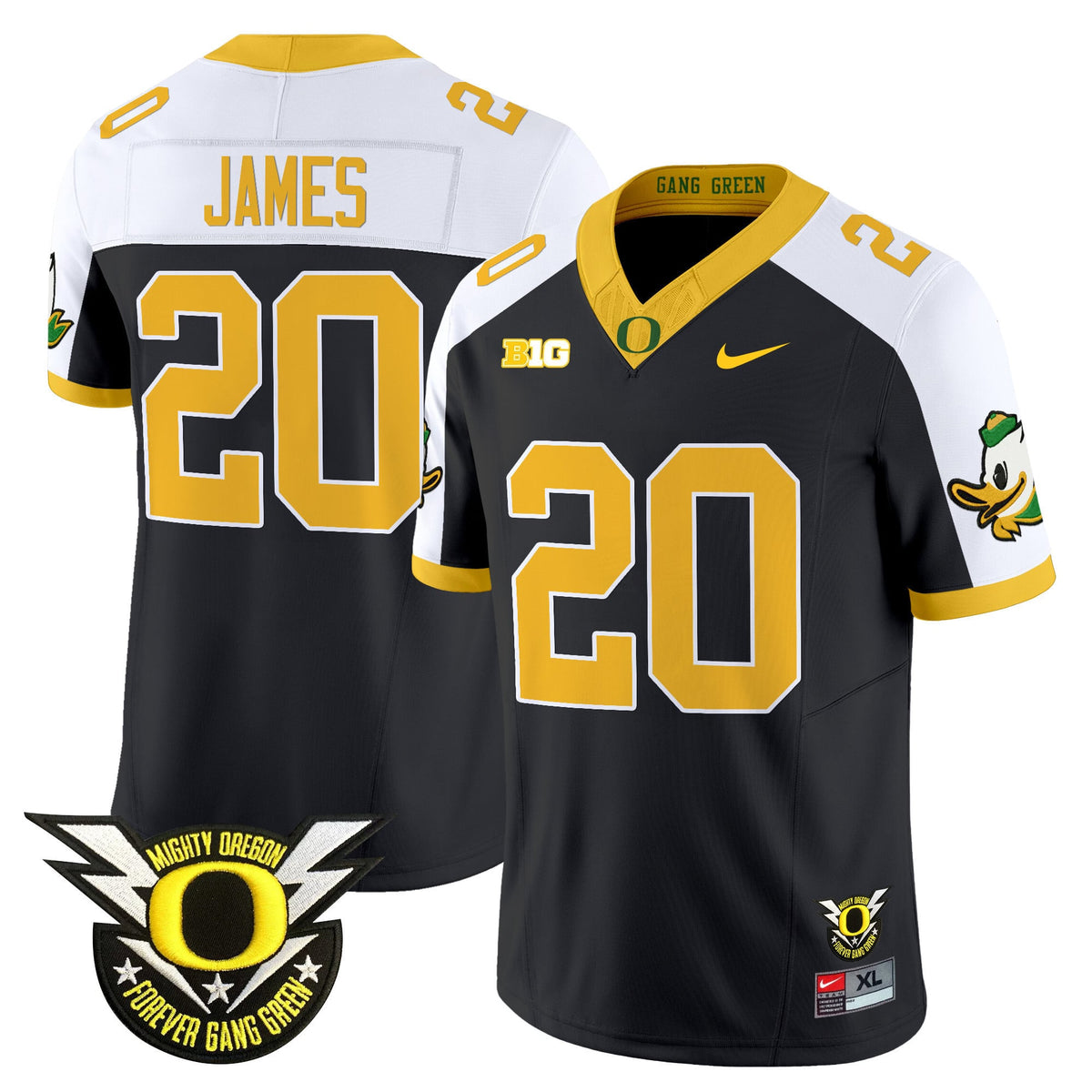 Men's Oregon Ducks 2024 Forever Gang Green & BIG Patch Vapor Limited Jersey - All Stitched