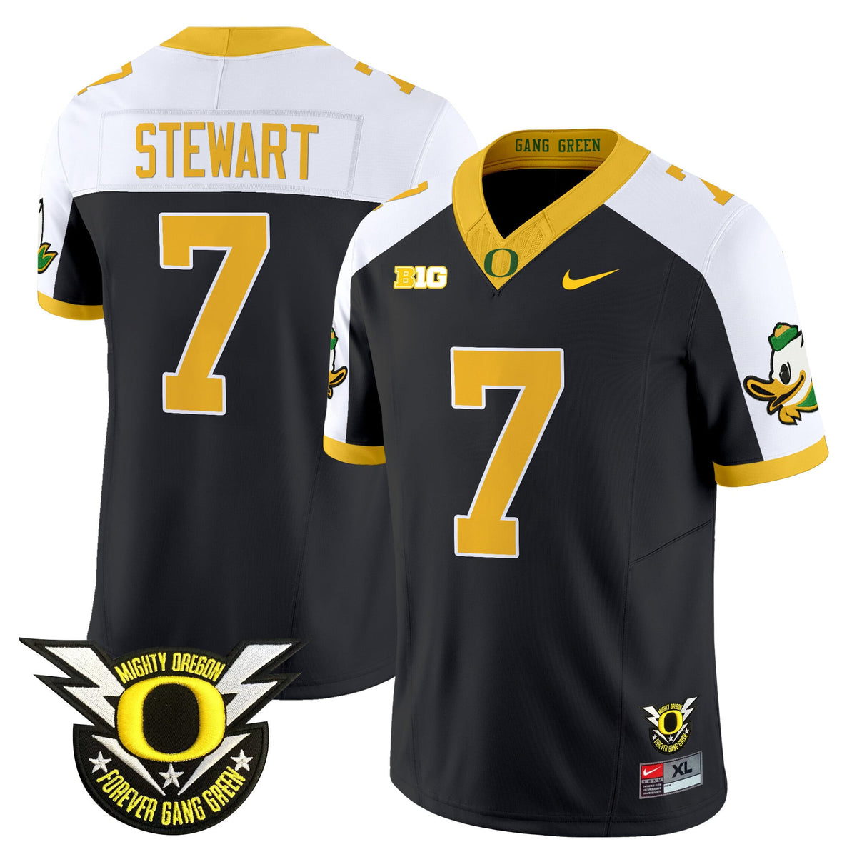 Men's Oregon Ducks 2024 Forever Gang Green & BIG Patch Vapor Limited Jersey N5 - All Stitched
