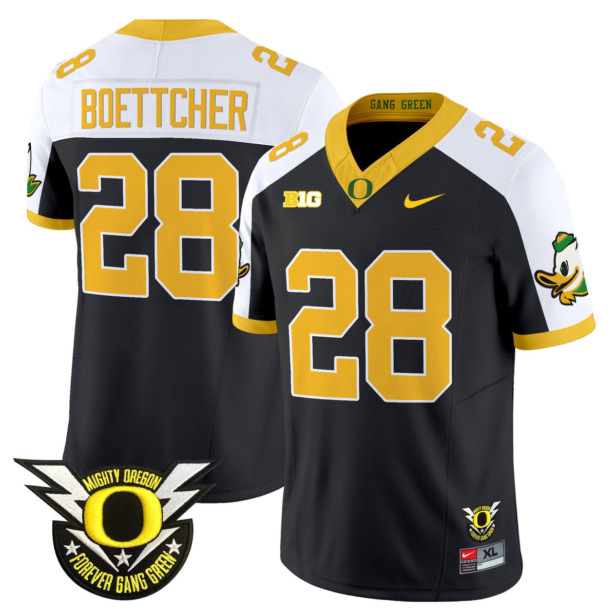 Men's Oregon Ducks 2024 Forever Gang Green & BIG Patch Vapor Limited Jersey - All Stitched