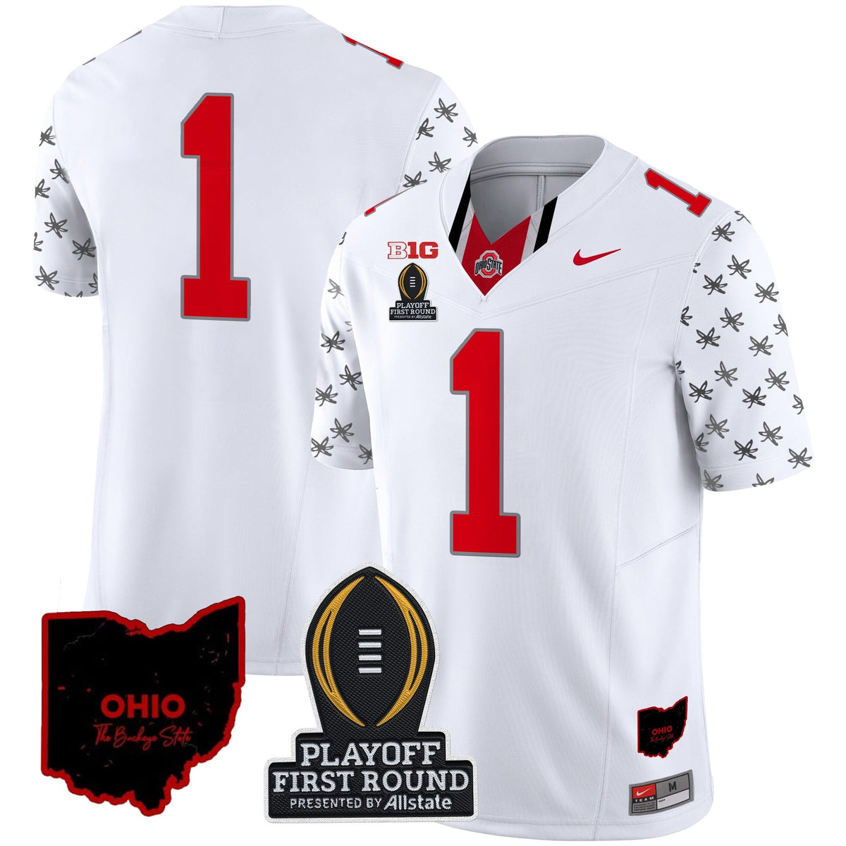 Men's Ohio State Buckeyes 2024 Playoff First Round Patch Vapor Limited Jersey - All Stitched