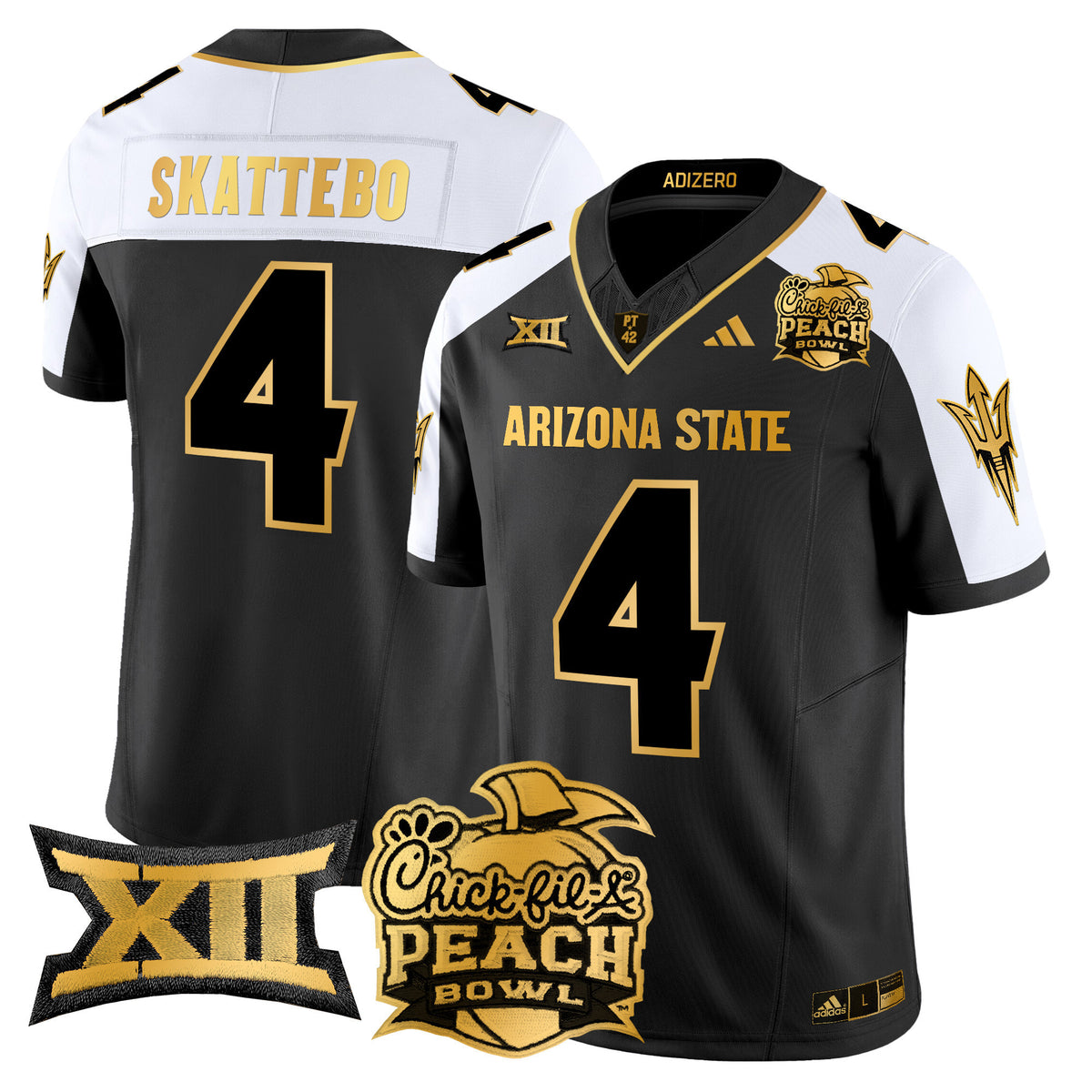 Men's Arizona State Sun Devils 2025 Peach Bowl Gold Vapor Limited Jersey V2 - All Stitched