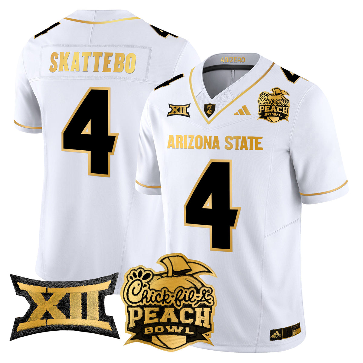 Men's Arizona State Sun Devils 2025 Peach Bowl Gold Vapor Limited Jersey V2 - All Stitched