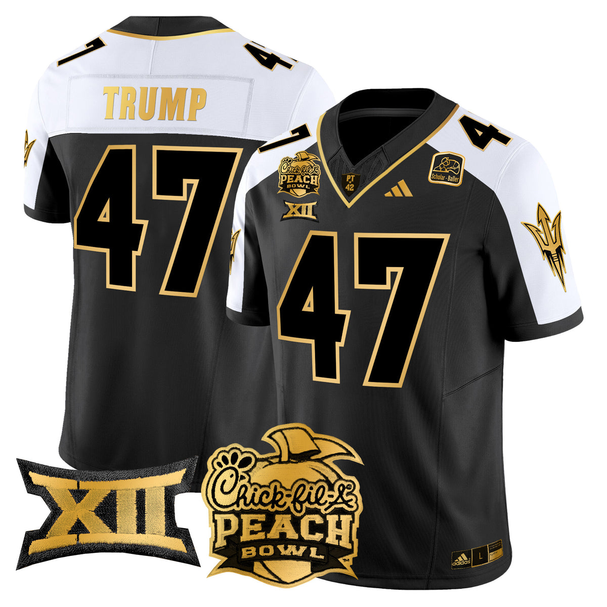 Men's Arizona State Sun Devils 2025 Peach Bowl Gold Vapor Limited Jersey - All Stitched