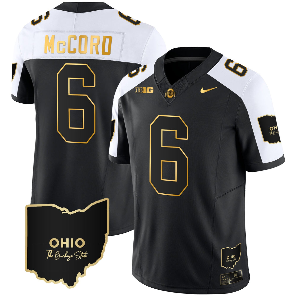 Men's Ohio State Buckeyes 2023 Vapor Limited Gold Jersey - Ohio Patch - All Stitched