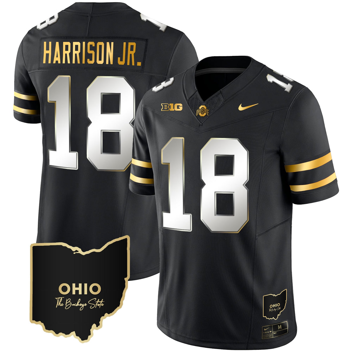 Men's Ohio State Buckeyes 2023 Vapor Limited Gold Jersey - Ohio Patch - All Stitched