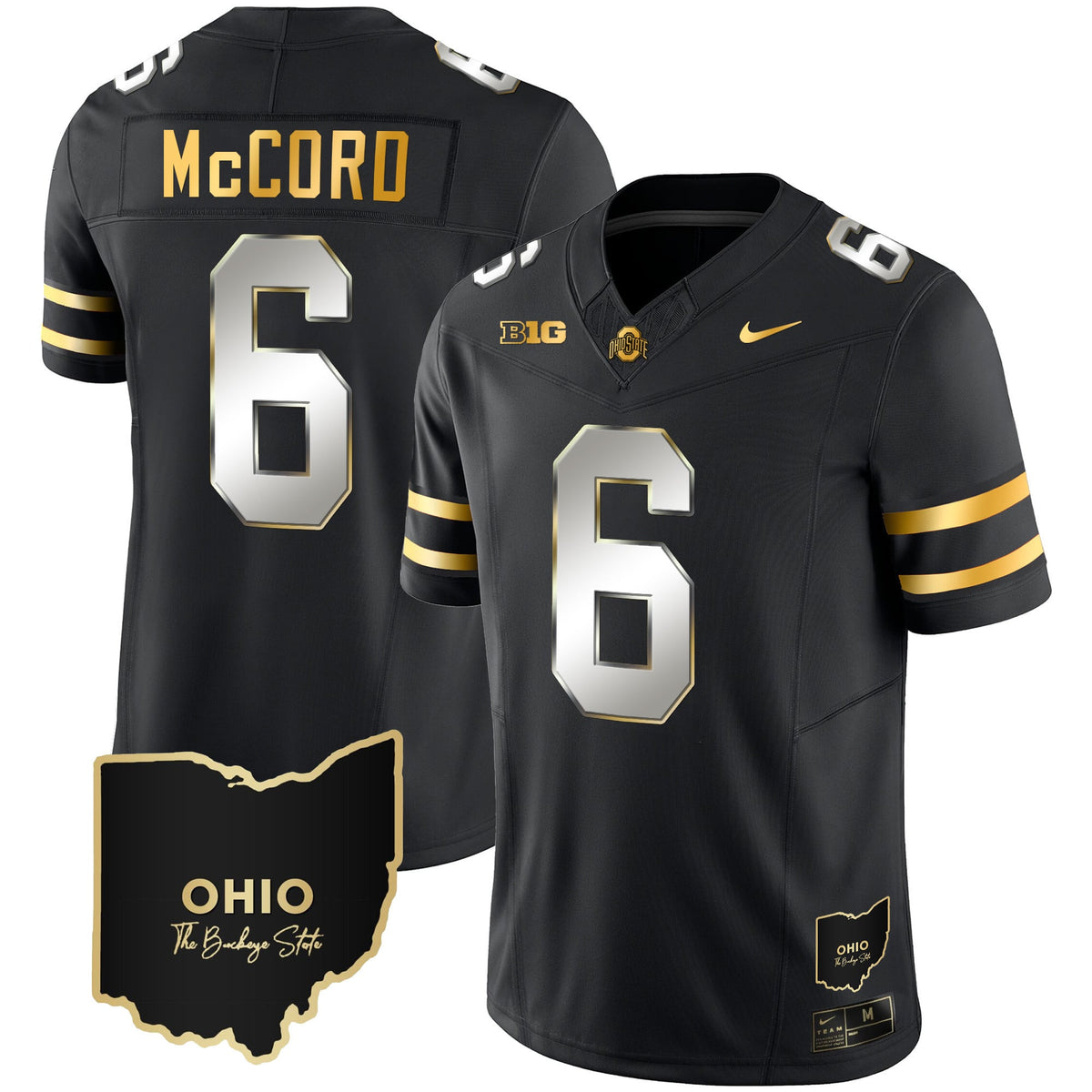 Men's Ohio State Buckeyes 2023 Vapor Limited Gold Jersey - Ohio Patch - All Stitched