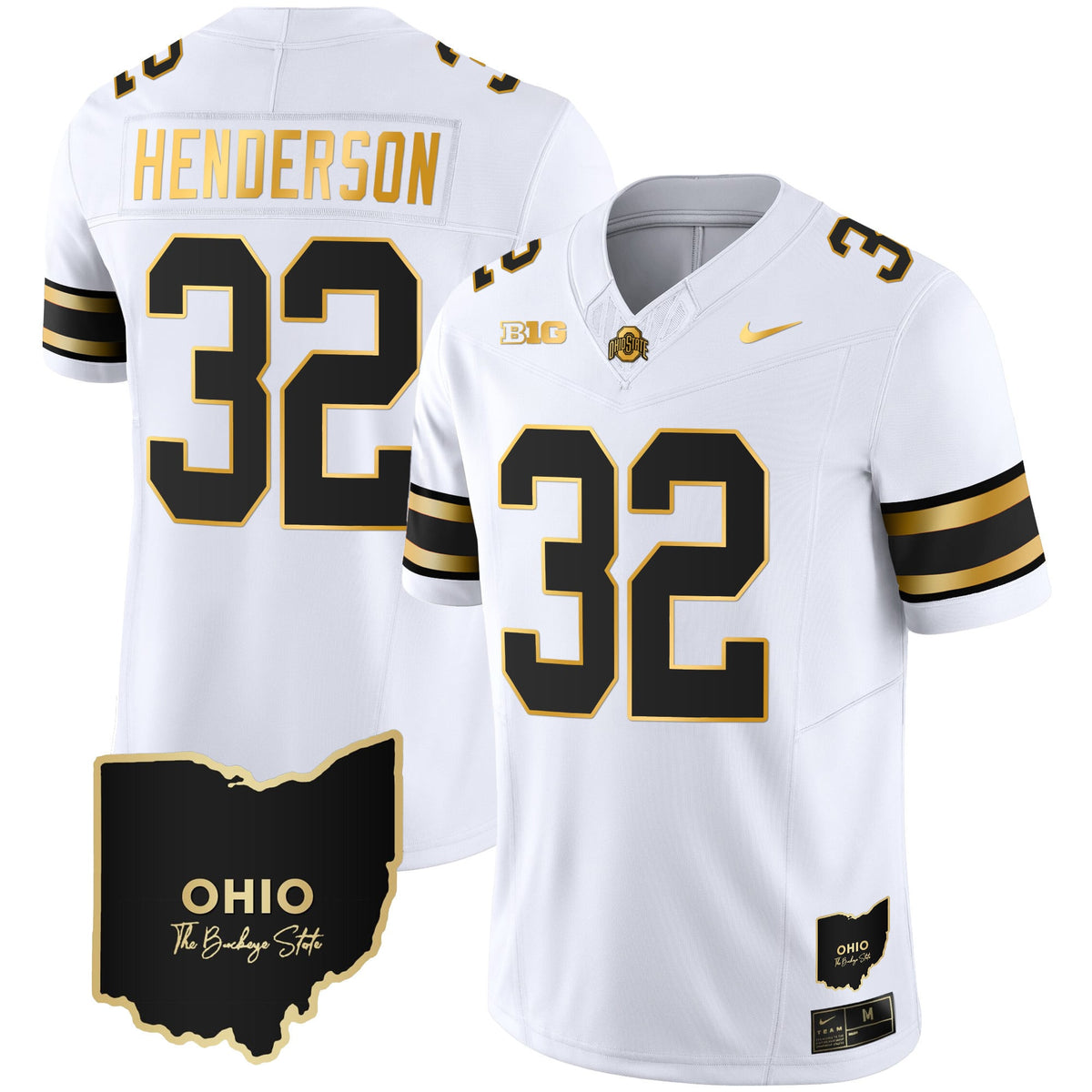 Men's Ohio State Buckeyes 2023 Vapor Limited Gold Jersey - Ohio Patch - All Stitched