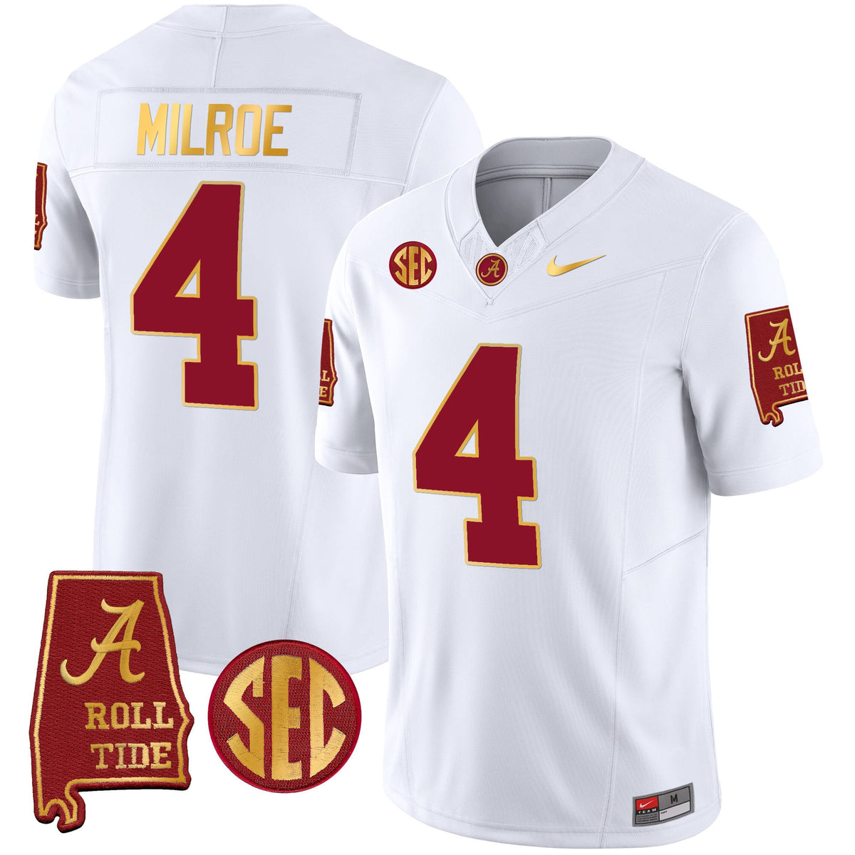 Men's Alabama Crimson Tide Gold Trim Vapor Jersey V2 - Alabama Map - All Stitched