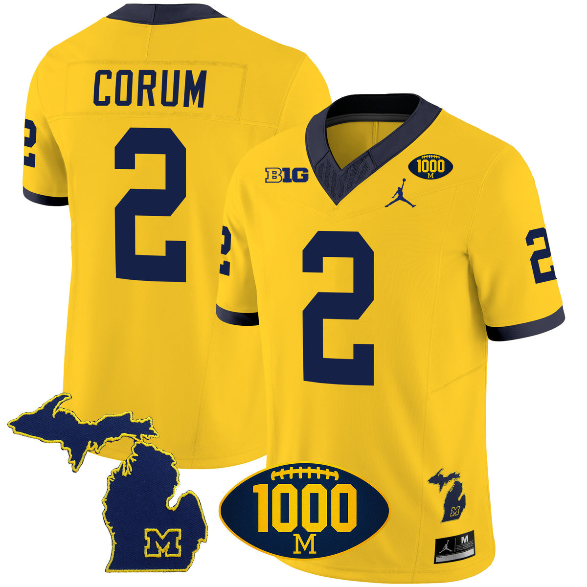 Men's Michigan Wolverines 1000 Wins Patch Vapor Jersey V3 - All Stitched