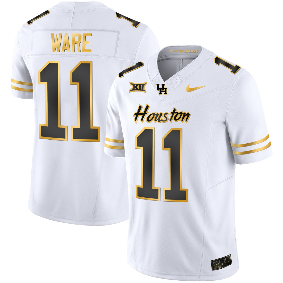 Men's Houston Cougars 2023 Oilers Inspired Gold Jersey - All Stitched