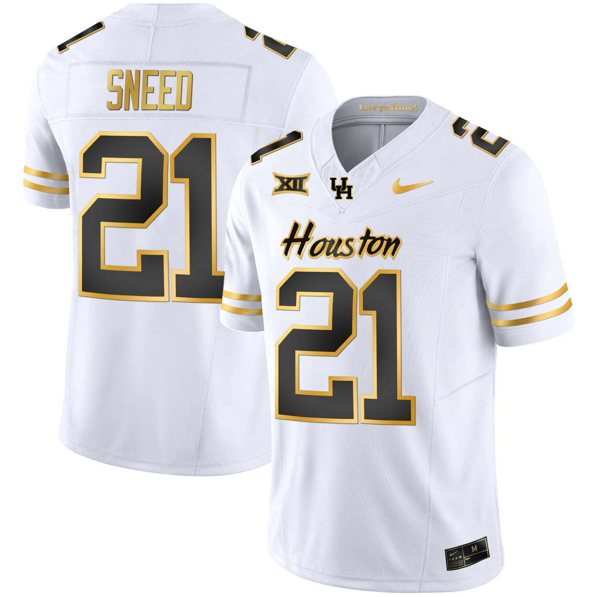 Men's Houston Cougars 2023 Oilers Inspired Gold Jersey - All Stitched