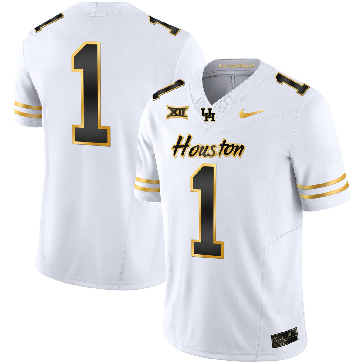 Men's Houston Cougars 2023 Oilers Inspired Gold Jersey - All Stitched