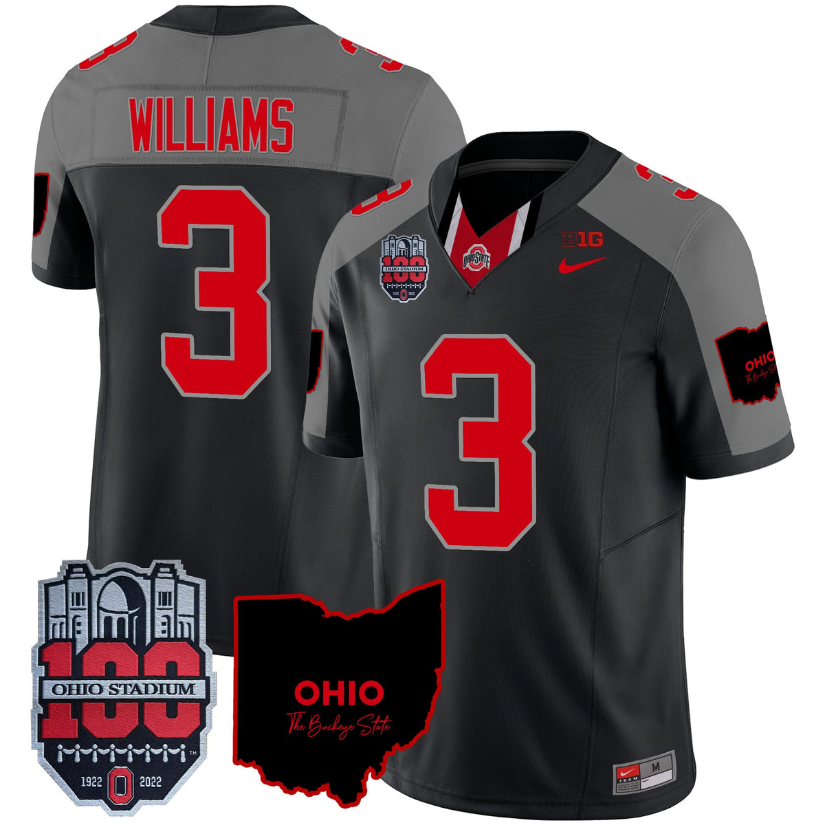Men's Ohio State Buckeyes 100th Anniversary Patch Vapor Limited Jersey - All Stitched