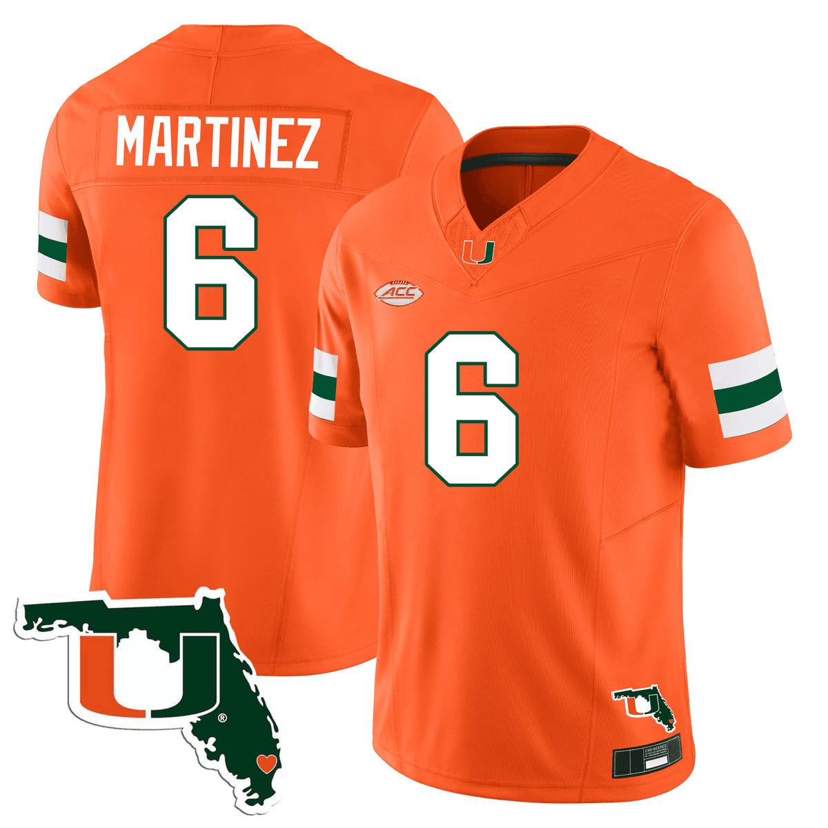 Men's Miami Hurricanes Florida Map Patch Vapor Premier Limited Jersey - All Stitched