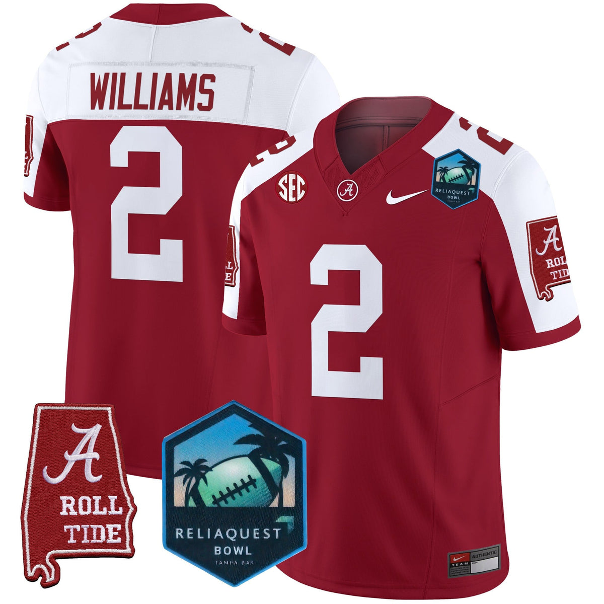 Men's Alabama Crimson Tide 2025 ReliaQuest Bowl Patch Vapor Limited Jersey - All Stitched