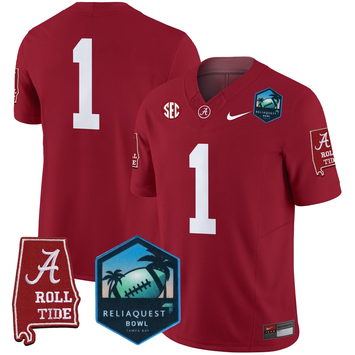 Men's Alabama Crimson Tide 2025 ReliaQuest Bowl Patch Vapor Limited Jersey - All Stitched