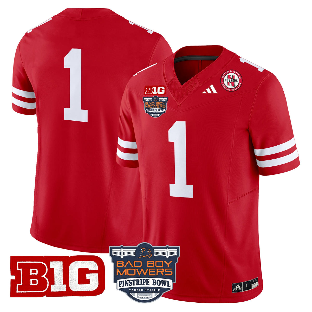 Men's Nebraska Cornhuskers 2025 Pinstripe Bowl Patch Vapor Limited Jersey - All Stitched