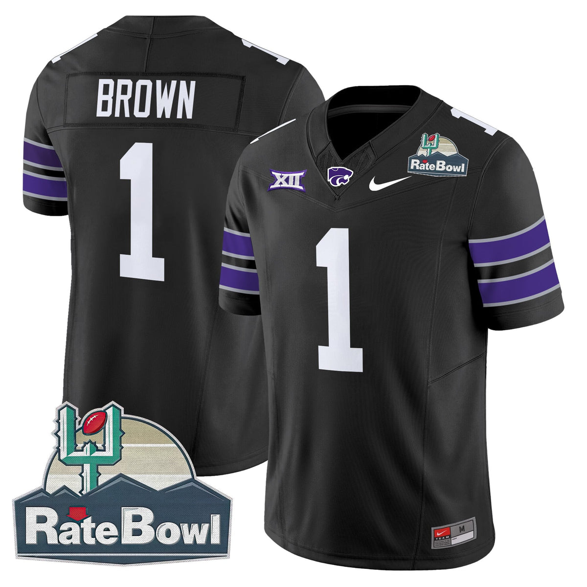 Men's Kansas State Wildcats 2025 Rate Bowl Patch Vapor Limited Jersey - All Stitched