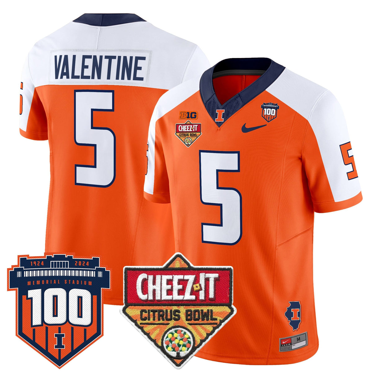 Men's Illinois Fighting Illini 2025 Cheez-It Citrus Bowl Patch Vapor Limited Jersey - All Stitched